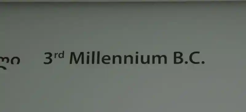 A gold necklace with swirling designs forming horns